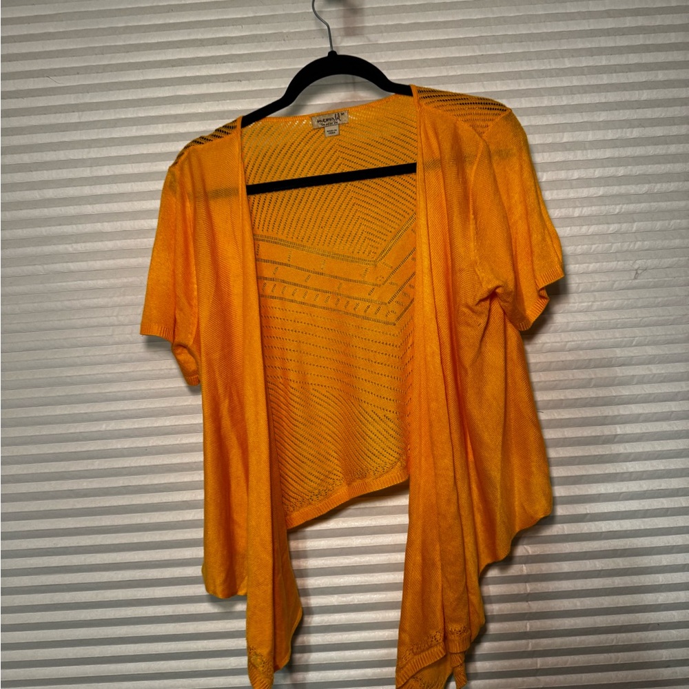 Emerald Yellow Open-Front Cardigan
